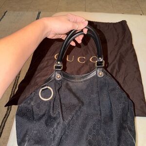 Gucci Black Monogram Shoulder Bag